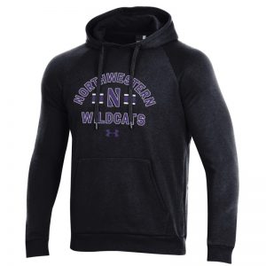 Northwestern University Wildcats Men’s Under Armour Black All Day Fleece Hood With Stylized N Design
