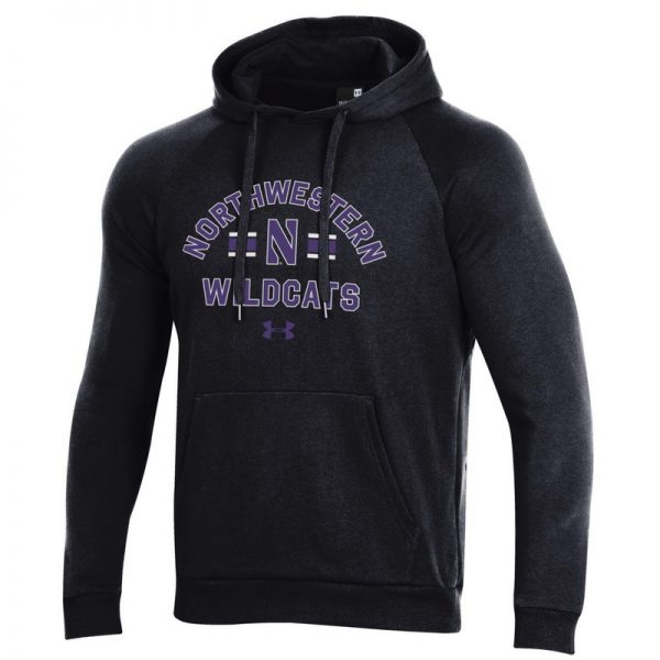 Northwestern University Wildcats Men’s Under Armour Black All Day Fleece Hood With Stylized N Design