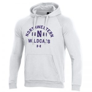 Northwestern University Wildcats Men’s Under Armour White All Day Fleece Hood With Stylized N Design