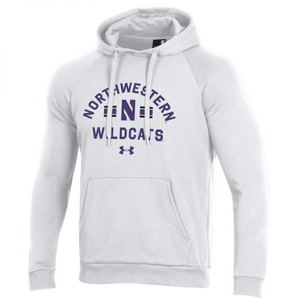 Northwestern University Wildcats Men’s Under Armour White All Day Fleece Hood With Stylized N Design