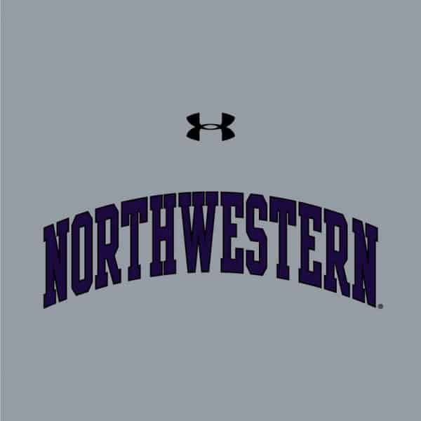 Northwestern University Wildcats Ladies Under Armour Steel Heather Performance Cotton Short Sleeve Tee With Northwestern Arch Design