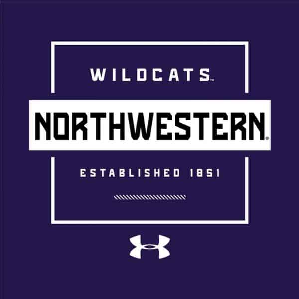 Northwestern University Wildcats Men’s Under Armour Purple Helix Wetprint Short Sleeve Tee - Image 2