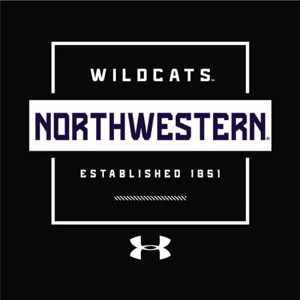 Northwestern University Wildcats Men’s Under Armour Black Helix Wetprint Short Sleeve Tee