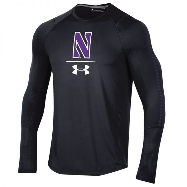 Northwestern University Wildcats Youth Under Armour Sideline Black Raid Long Sleeve Tee