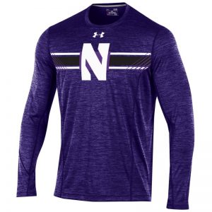 Northwestern University Wildcats Men's Under Armour Sideline Purple Microthread Long Sleeve Sleeve Tee