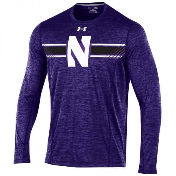 Northwestern University Wildcats Youth Under Armour Sideline Purple Microthread Long Sleeve Sleeve Tee