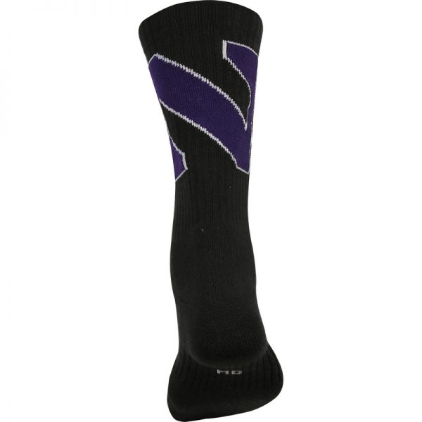 Northwestern University Wildcats Adult Under Armour Black Crew Sock With Oversized Stylized N Design-4