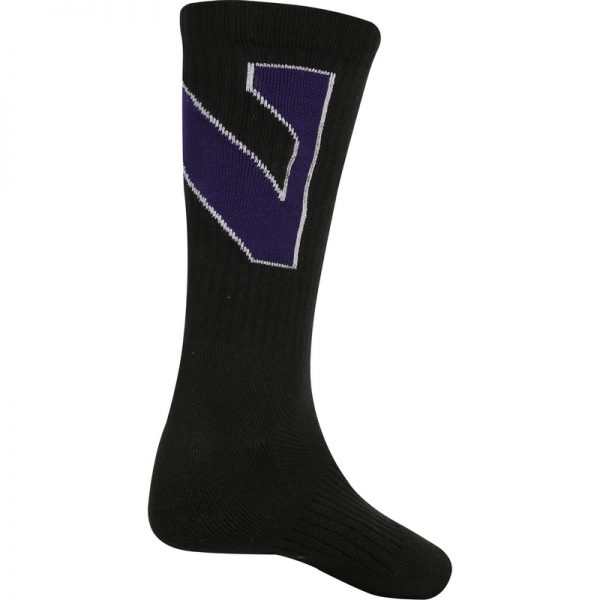 Northwestern University Wildcats Adult Under Armour Black Crew Sock With Oversized Stylized N Design-3