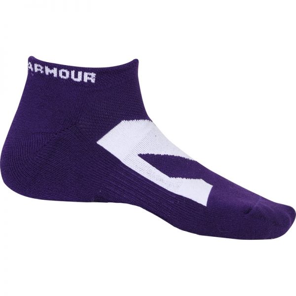 Northwestern University Wildcats Under Armour Purple No Show Sock With Oversized Stylized N Design-4