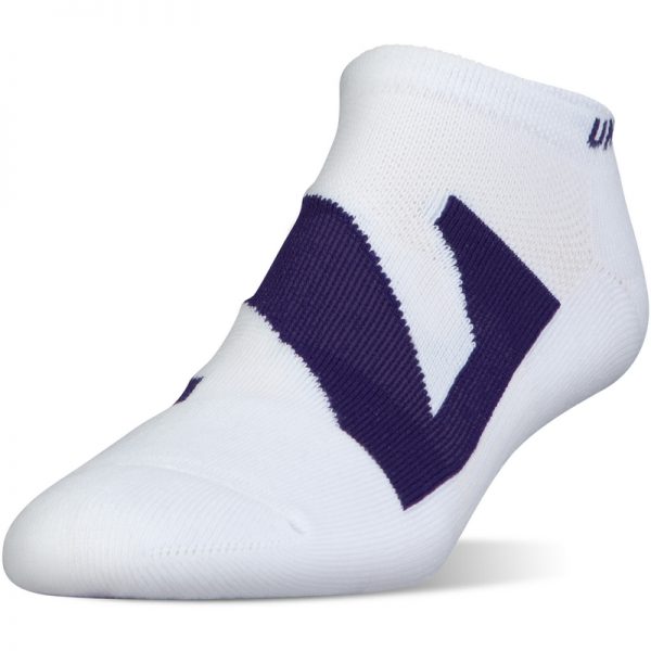 Northwestern University Wildcats Under Armour White No Show Sock With Oversized Stylized N Design