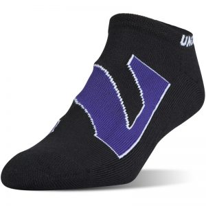 Northwestern University Wildcats Under Armour Black No Show Sock With Oversized Stylized N Design