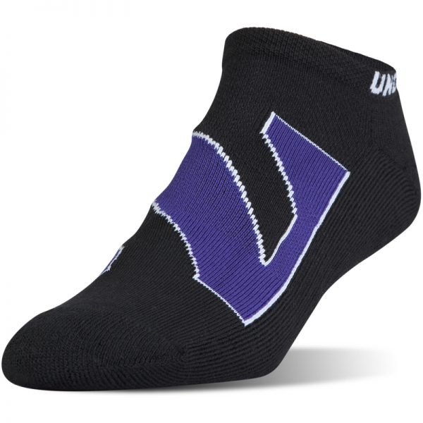 Northwestern University Wildcats Under Armour Black No Show Sock With Oversized Stylized N Design