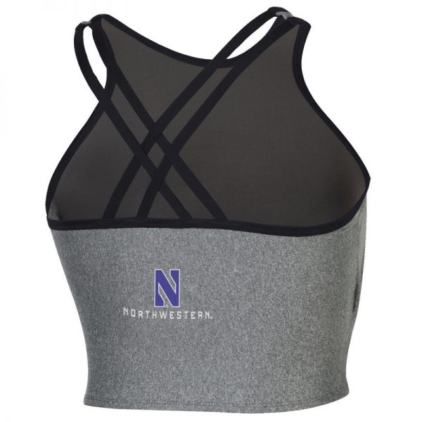 Northwestern University Wildcats Ladies Under Armour Grey Training Camp Bralette With Stylized N Design