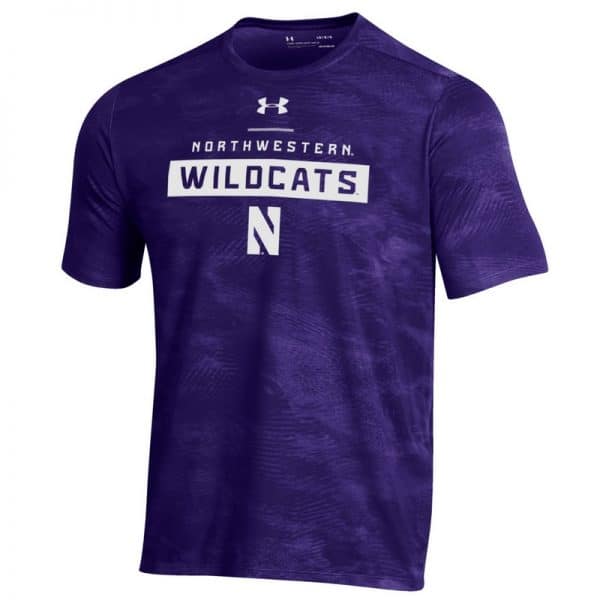 Northwestern University Wildcats Men’s Under Armour Purple Helix Wetprint Short Sleeve Tee