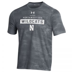 Northwestern University Wildcats Men’s Under Armour Pitch Grey Helix Wetprint Short Sleeve Tee