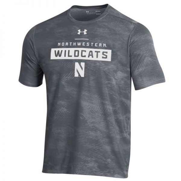 Northwestern University Wildcats Men’s Under Armour Pitch Grey Helix Wetprint Short Sleeve Tee