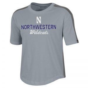 Northwestern University Wildcats Ladies Under Armour Steel Heather / Graphite Training Camp Performance Cotton Short Sleeve Tee