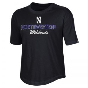 Northwestern University Wildcats Ladies Under Armour Black Training Camp Performance Cotton Short Sleeve Tee