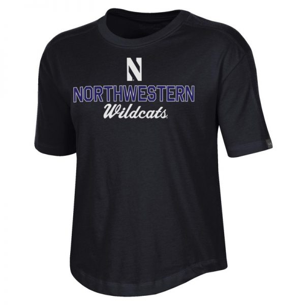 Northwestern University Wildcats Ladies Under Armour Black Training Camp Performance Cotton Short Sleeve Tee