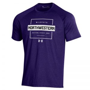 Northwestern University Wildcats Men’s Under Armour Purple Tech Novelty Short Sleeve Tee