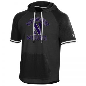 Northwestern University Wildcats Men's Under Armour Black Skybox Short Sleeve Hood