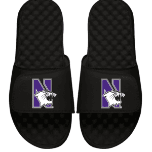 Northwestern University Wildcats Black ISlide Flip Flops With N-Cat Design