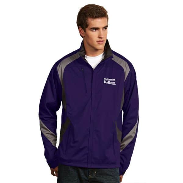 Northwestern Kellogg Men's Antigua Tempest Full Zip Light Weight Rain Jacket in Purple