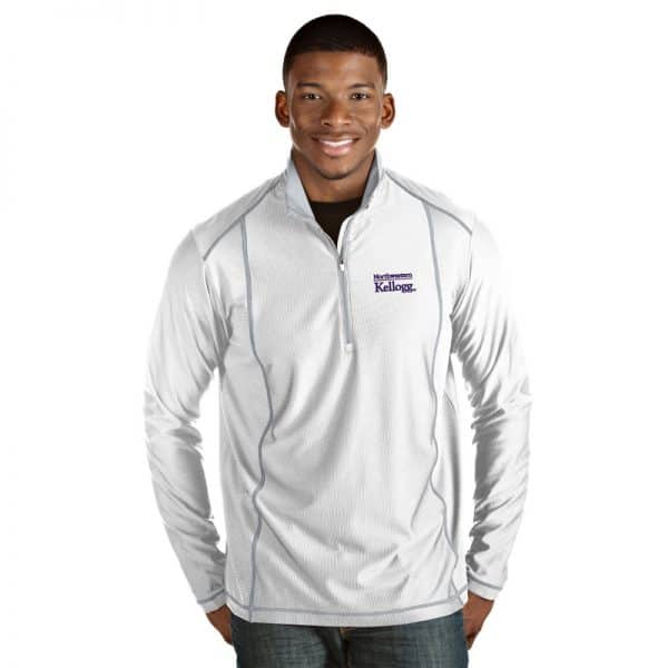 Northwestern / Kellogg Antigua Men's White Tempo 1/4 Zip