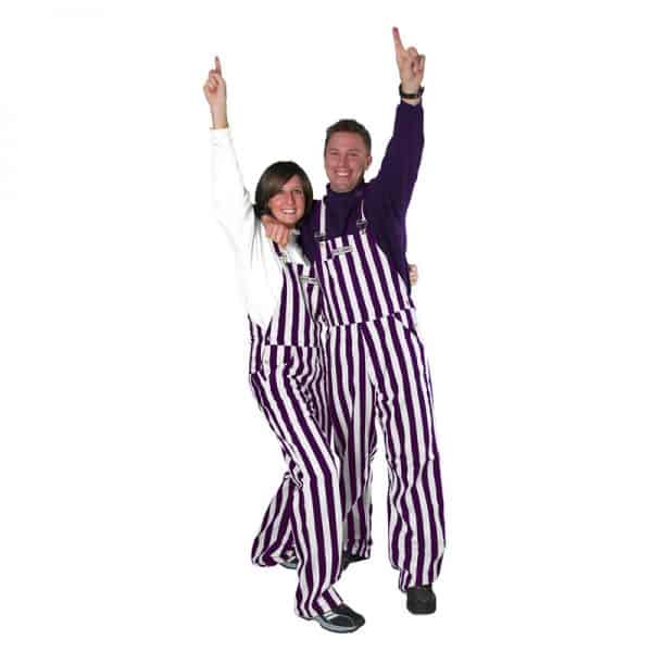 Purple/White Color Adult Game Bib Overalls