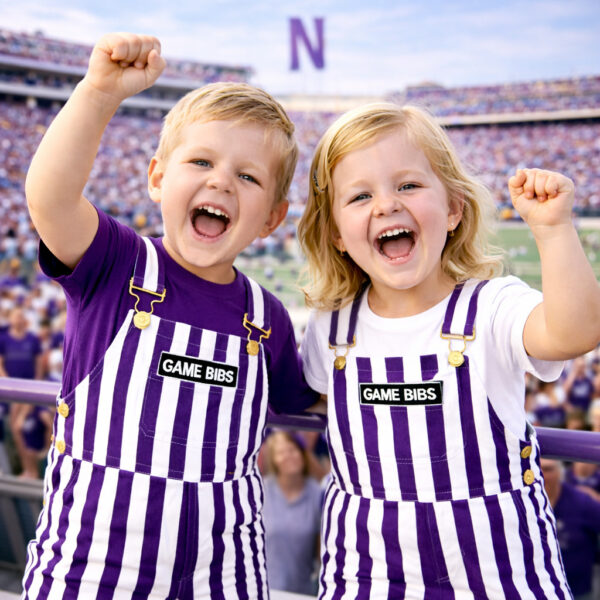 Purple/White Color Toddler Game Bib Overalls 4