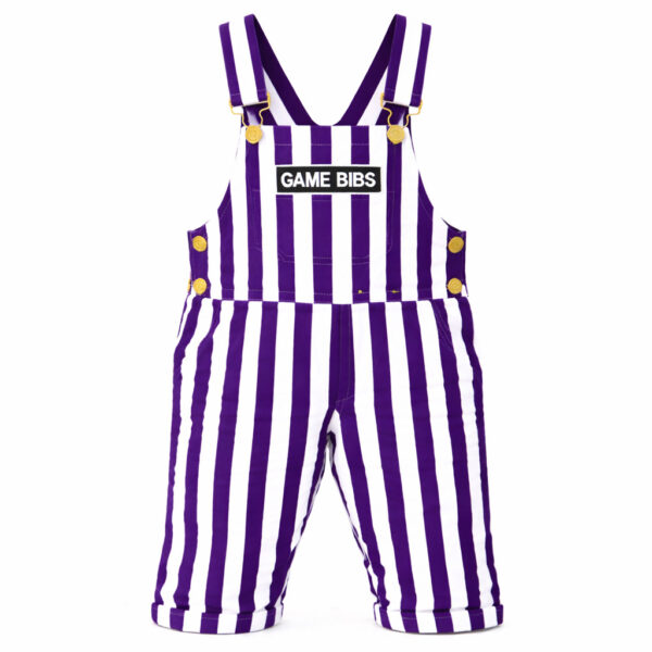 Purple/White Color Toddler Game Bib Overalls - Image 4