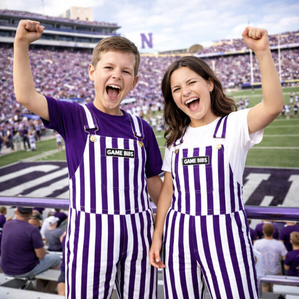 Purple/White Color Youth Game Bib Overalls