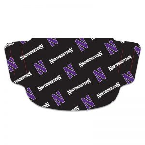 Northwestern University Wildcats Black Fan Mask Face Cover With All-Over-Print Design