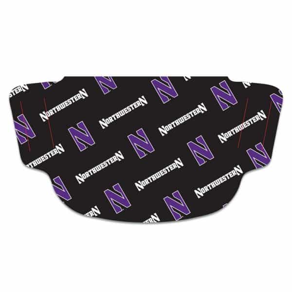 Northwestern University Wildcats Black Fan Mask Face Cover With All-Over-Print Design