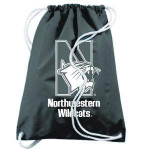 Northwestern University Wildcats Augusta Sportswear Large Black Draw String Back Pack with N-Cat Design