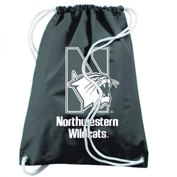 Northwestern University Wildcats Augusta Sportswear Large Black Draw String Back Pack with N-Cat Design