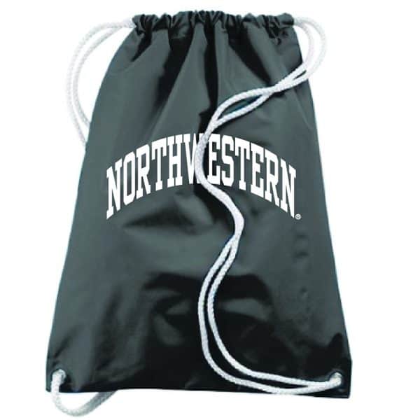 Northwestern University Wildcats Augusta Sportswear Large Black Draw String Back Pack with Arched Northwestern Design
