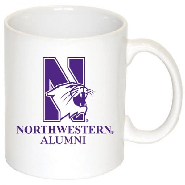 Northwestern University Wildcats 11 oz. White Ceramic Coffee Mug with N-Cat Alumni Design