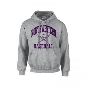 Northwestern University Wildcats Sport Grey Hooded Sweatshirt with Baseball Design