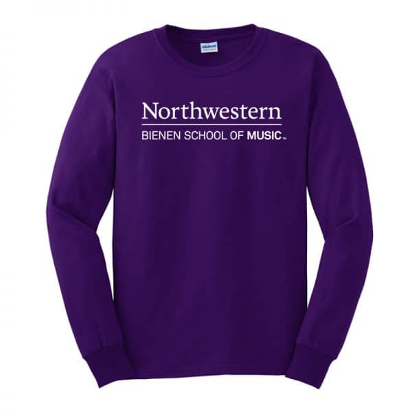 Northwestern University Purple Long Sleeve Tee Shirt with Bienen School of Music Design