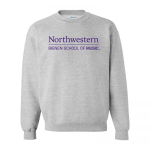 Northwestern University Grey Crewneck Sweatshirt with Bienen School of Music Design