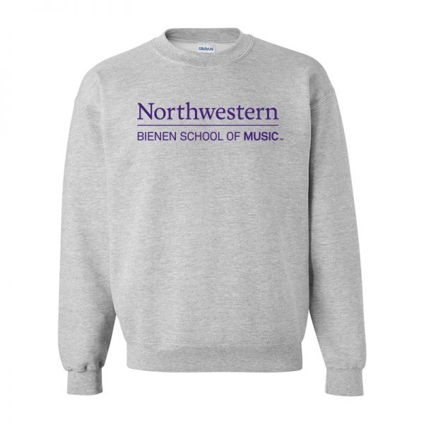 Northwestern University Grey Crewneck Sweatshirt with Bienen School of Music Design
