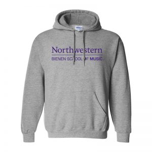 Northwestern University Grey Hooded Sweatshirt with Bienen School of Music Design