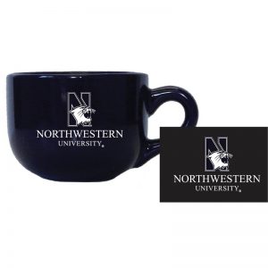 Northwestern University Wildcats 24 oz. Cobalt Blue/Purple Latte/Soup Ceramic Mug with "N-Cat Northwestern University" Design