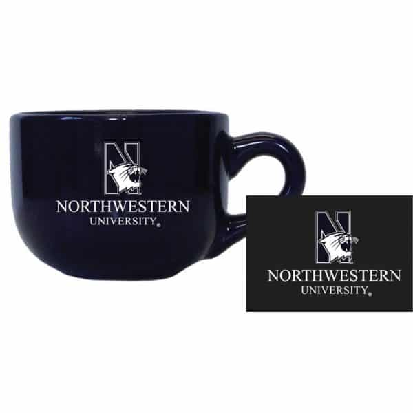 Northwestern University Wildcats 24 oz. Cobalt Blue/Purple Latte/Soup Ceramic Mug with "N-Cat Northwestern University" Design