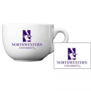 Northwestern University Wildcats 24 oz. White Latte/Soup Ceramic Mug with "N-Cat Northwestern University" Design
