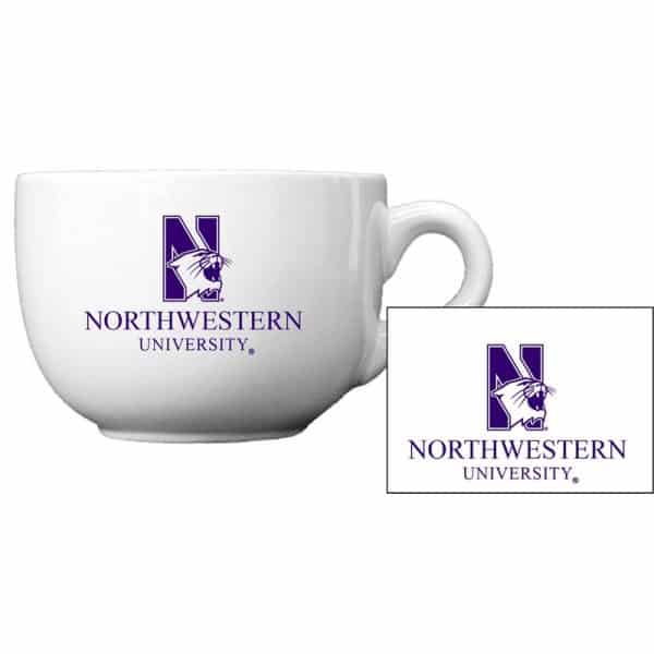 Northwestern University Wildcats 24 oz. White Latte/Soup Ceramic Mug with "N-Cat Northwestern University" Design