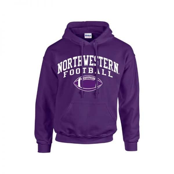 Northwestern University Wildcats Purple Hooded Sweatshirt with Northwestern Football Design