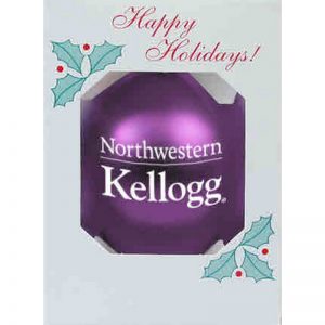 Northwestern University Wildcats Traditional Shatterproof Purple Bulb Ornament with Kellogg Design 3 1/4"