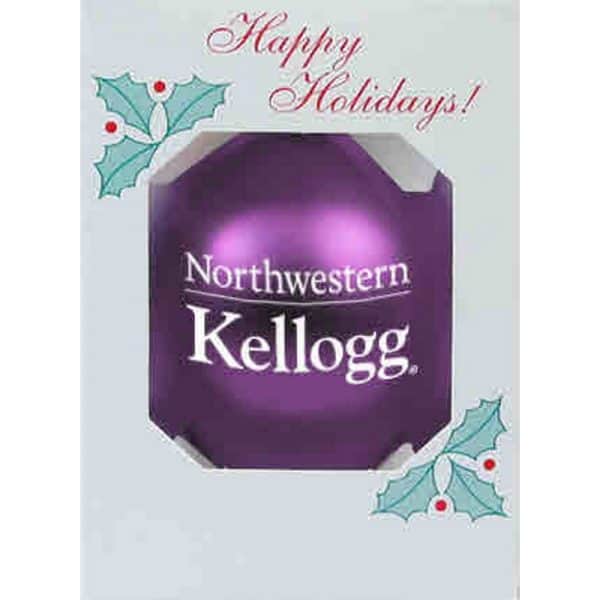 Northwestern University Wildcats Traditional Shatterproof Purple Bulb Ornament with Kellogg Design 3 1/4"